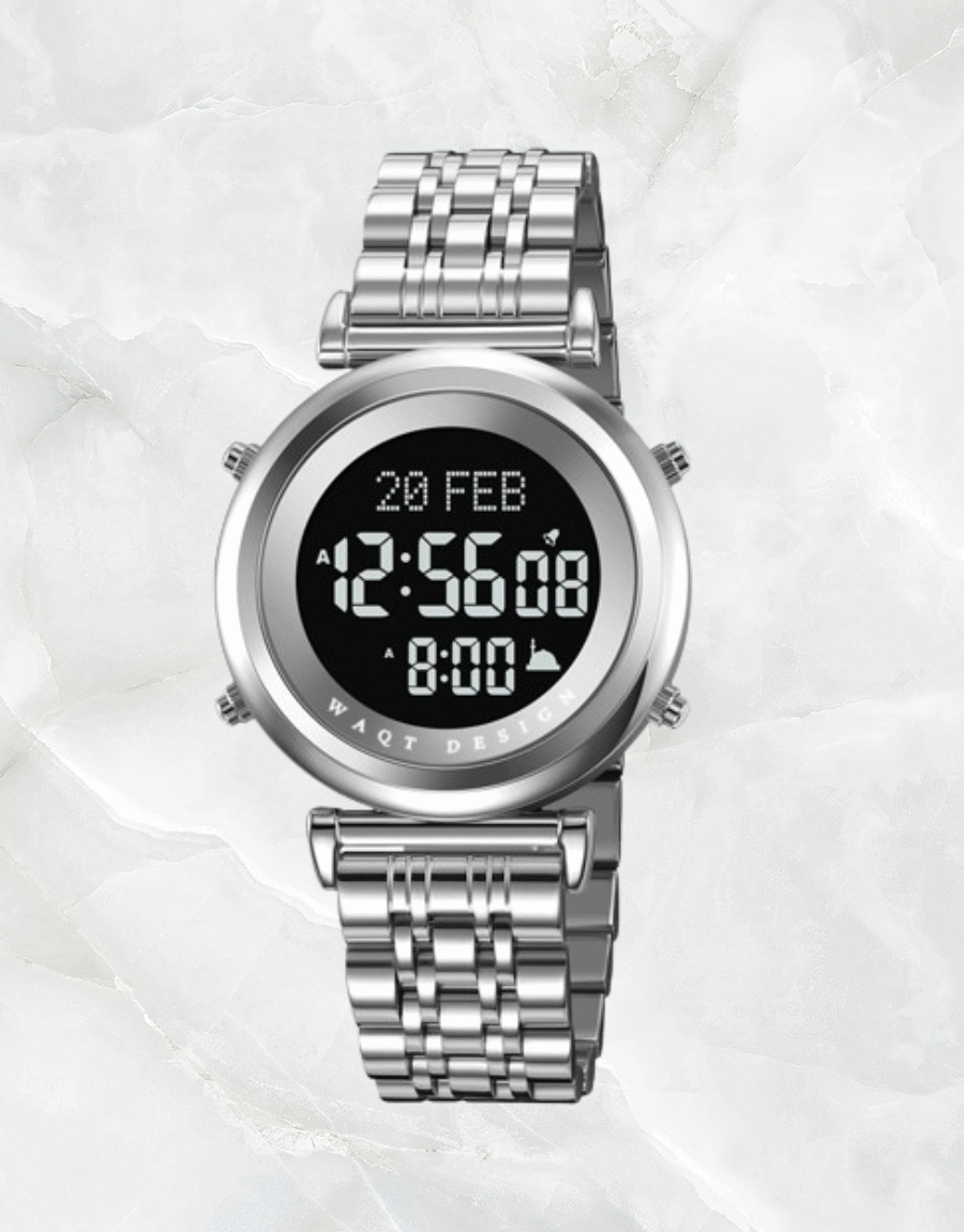 W-WAQT – Montre Femme Digitale Élégante avec Heures de Prières